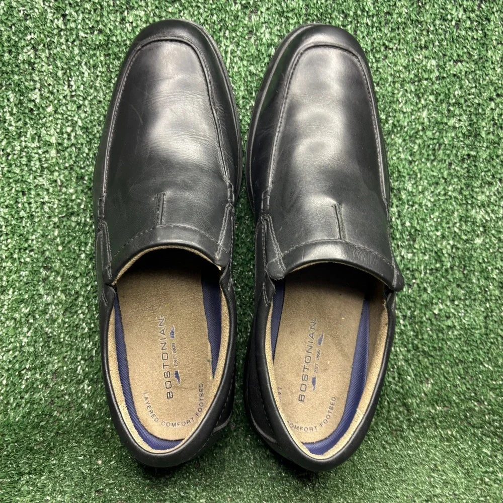 Bostonian Tipton Step Leather Slip On Professional Loafer Shoes Black Mens 11.5
